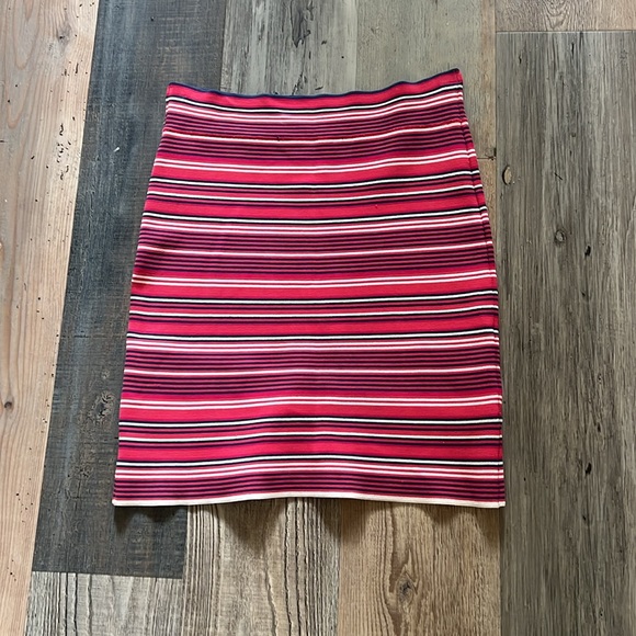 BCBG MAXAZRIA Bright Poppy Multi Ivy Striped Bandage Mini Slim Skirt Size: Small - Picture 9 of 16